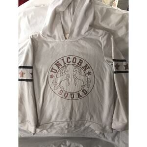 Girls Size 10 Unicorn Squad Hoody White Long Sleeve